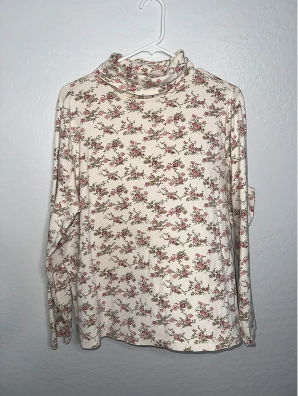 Vintage L.L. Bean Turtle neck long sleeve floral cottage core 1X top